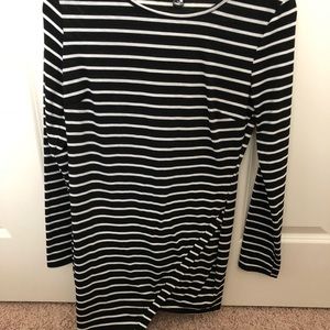 Black and white striped long sleeve dress